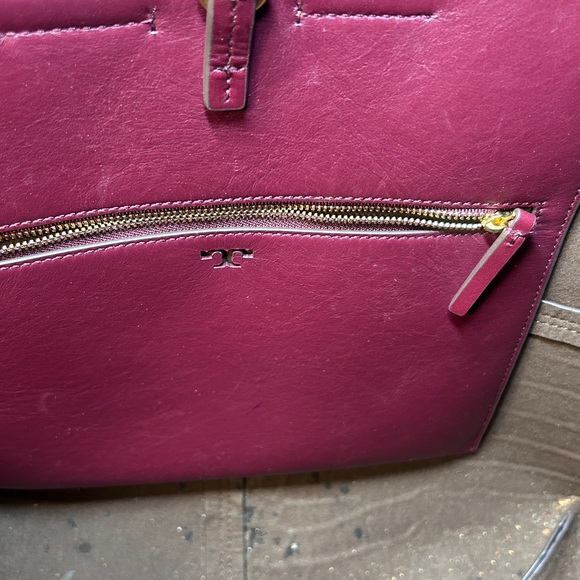 Tory Burch Burgundy and Green Patchwork Tote - Picture 10 of 10